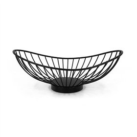 Breadbasket My Bar Black Metal Oval 25 x 13,5 x 9 cm (12 Units)