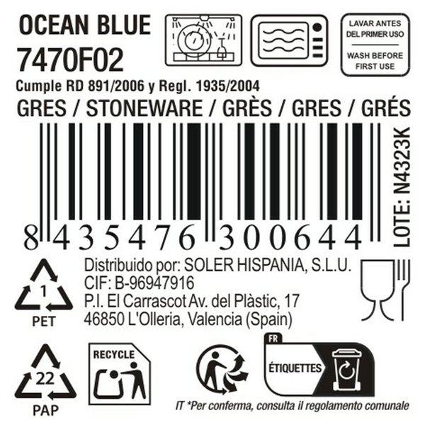Flat Plate La Mediterránea Ocean blue (12 Units)