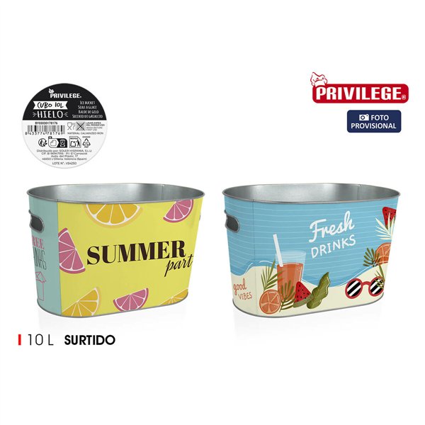 Ice Bucket Privilege Oval 10 L 32,7 x 19,5 x 20 cm (8 Units)