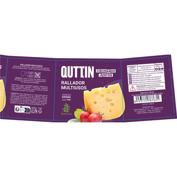 Grater Quttin Bamboo 10,6 x 8 x 24,5 cm (24 Units)