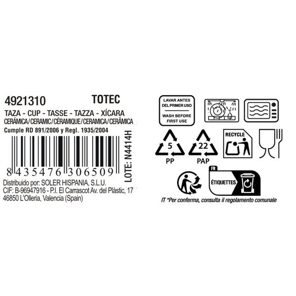 Tea and coffee cup La Mediterránea TOTEC 100 ml (24 Units)