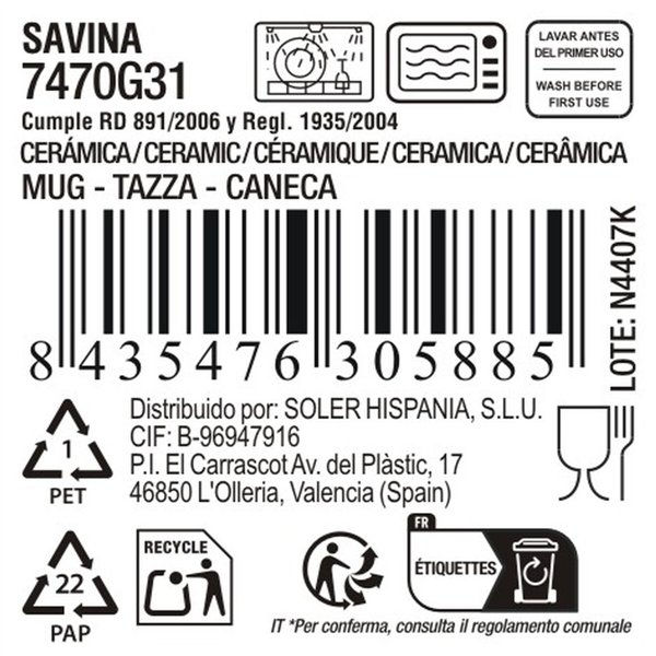 Mug La Mediterránea Savina 200 ml (24 Units)