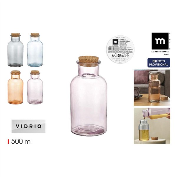 Glass Bottle La Mediterránea Cork Glass 500 ml (16 Units)