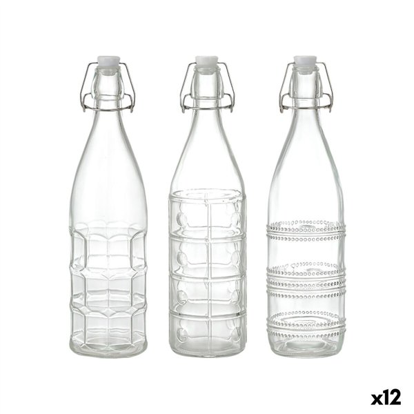 Glass Bottle La Mediterránea Transparent Glass 1 L (12 Units)