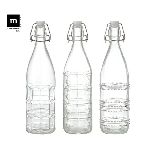 Glass Bottle La Mediterránea Transparent Glass 1 L (12 Units)