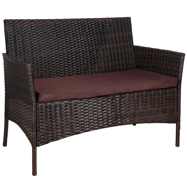 Garden Furniture Set from Technorattan Springos GF0059 Sofa, 2 Armchairs and Table Brown