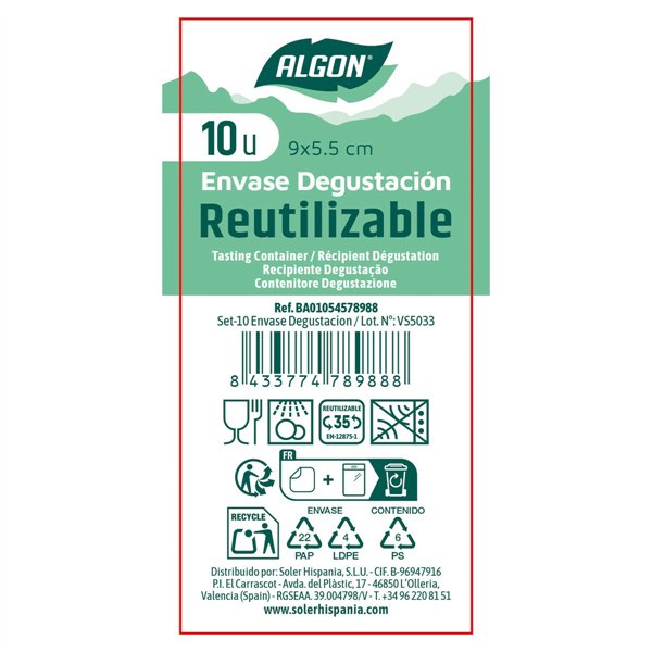 Set of reusable bowls Algon Transparent Plastic 9 x 5,5 cm 10 Pieces (24 Units)