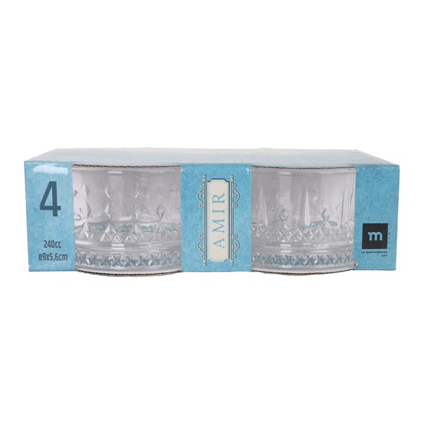 Set of bowls La Mediterránea Amir Transparent Glass 240 ml 4 Pieces (12 Units)