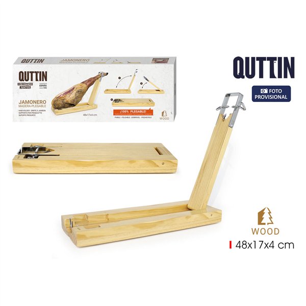 Ham stand Quttin Brown Wood 48 x 17 x 4 cm (6 Units)