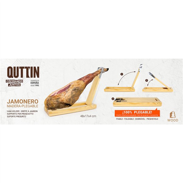 Ham stand Quttin Brown Wood 48 x 17 x 4 cm (6 Units)