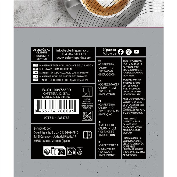 Italian Coffee Pot Quttin Aluminium 0,6 L (6 Units)