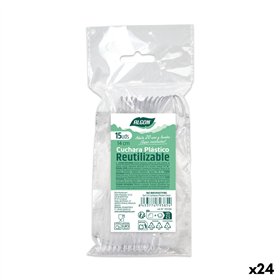 Reusable spoon set Algon Transparent 14 cm 15 Pieces (24 Units)