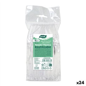 Reusable fork set Algon Transparent 18 cm 15 Pieces (24 Units)