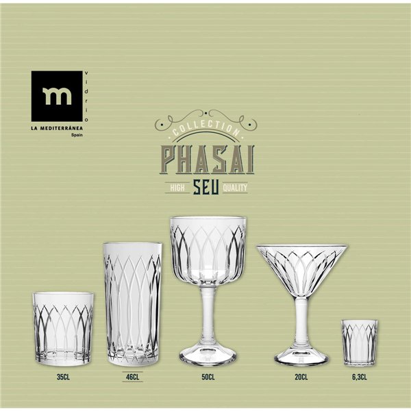 Glass La Mediterránea Phasai seu Transparent Glass 460 ml (24 Units)