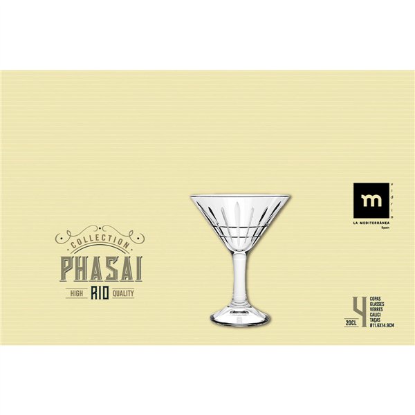 Cocktail glass La Mediterránea Phasai rio Transparent Glass 200 ml (24 Units)