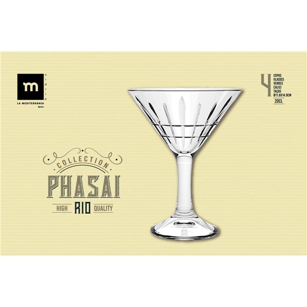 Cocktail glass La Mediterránea Phasai rio Transparent Glass 200 ml (24 Units)