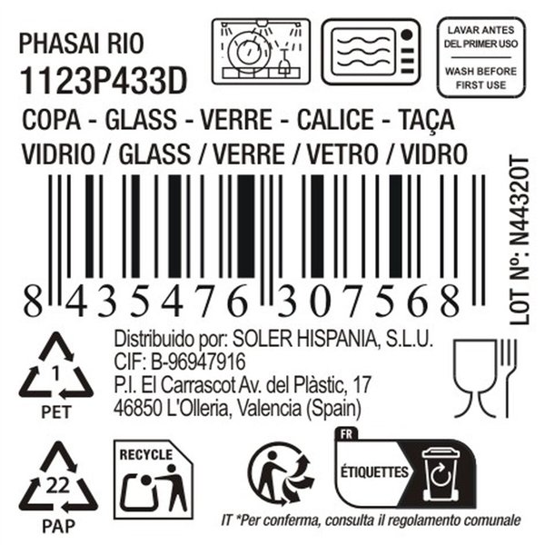 Cocktail glass La Mediterránea Phasai rio Transparent Glass 200 ml (24 Units)