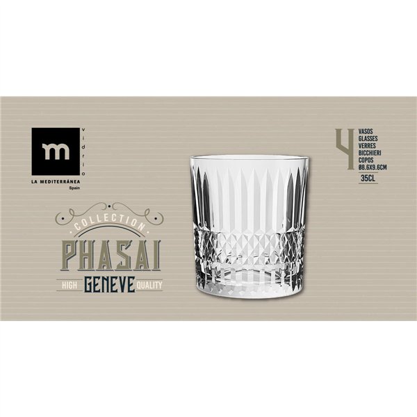 Glass La Mediterránea Phasai geneve Transparent Glass 350 ml (24 Units)