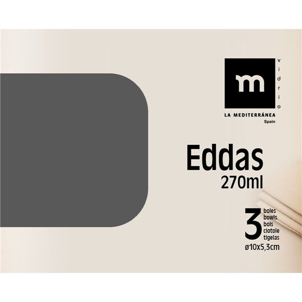 Set of bowls La Mediterránea Eddas Transparent Glass 270 ml 3 Pieces (12 Units)