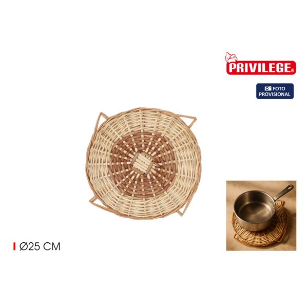 Table Mat Privilege Brown wicker Ø 25 cm (12 Units)