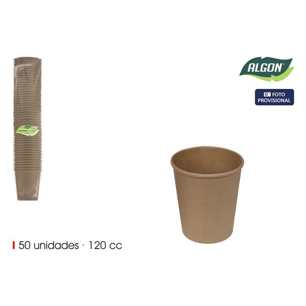 Set of glasses Algon Brown Cardboard 120 ml 50 Pieces (18 Units)