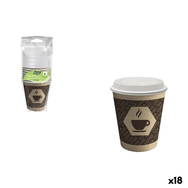 Set of glasses Algon Brown Cardboard 250 ml 8 Pieces (18 Units)