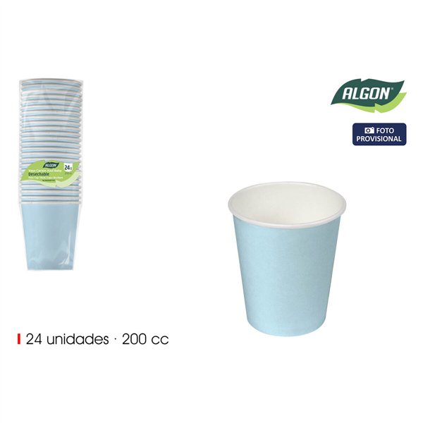 Set of glasses Algon Blue Cardboard 200 ml 24 Pieces (18 Units)