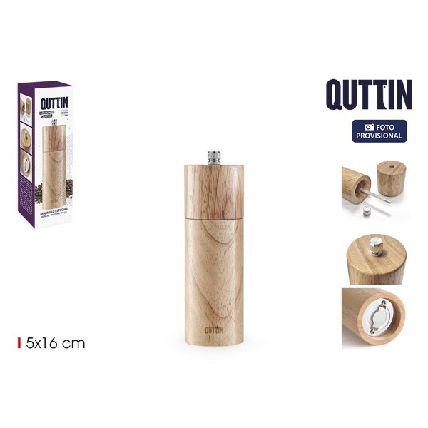 Pepper Mill Quttin Brown Wood 5 x 5 x 16 cm (20 Units)