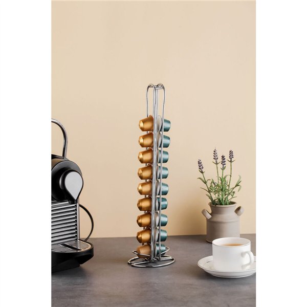 Coffee Capsule Organiser Quttin Silver Iron 10 x 9 x 37,5 cm (12 Units)