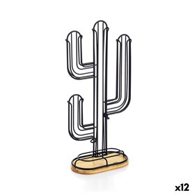 Coffee Capsule Organiser Quttin Black Bamboo Iron 19,5 x 9,5 x 41,5 cm Cactus (12 Units)