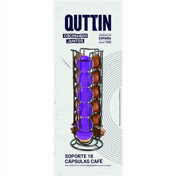 Coffee Capsule Organiser Quttin Black Iron 11,5 x 33 cm (12 Units)