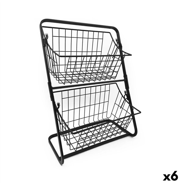 Fruit Bowl Confortime Black Metal 28 x 18 x 39 cm (6 Units)