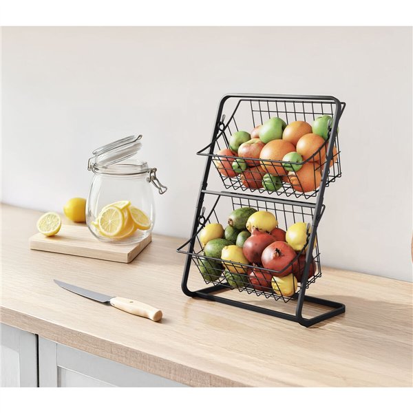 Fruit Bowl Confortime Black Metal 28 x 18 x 39 cm (6 Units)