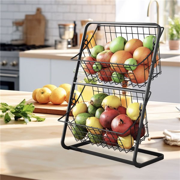 Fruit Bowl Confortime Black Metal 28 x 18 x 39 cm (6 Units)