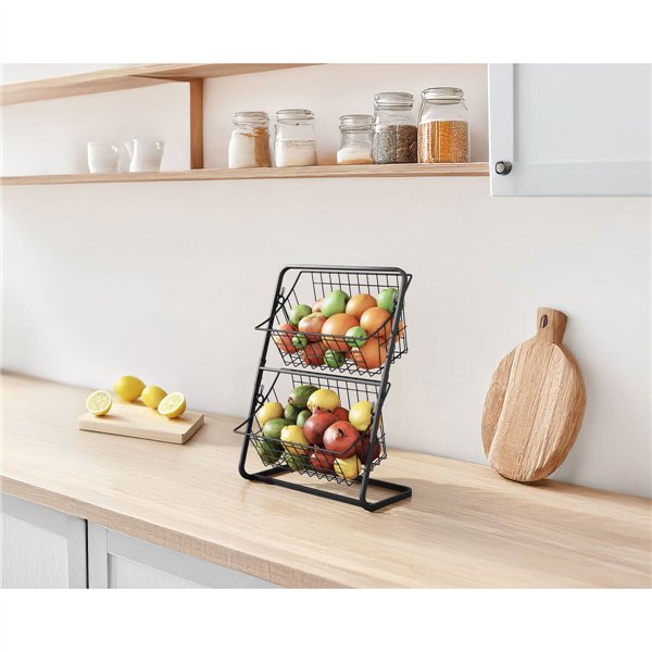 Fruit Bowl Confortime Black Metal 28 x 18 x 39 cm (6 Units)