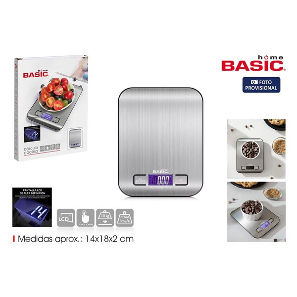 Digital Kitchen Scale Basic Home Silver 10 kg (12 Units)