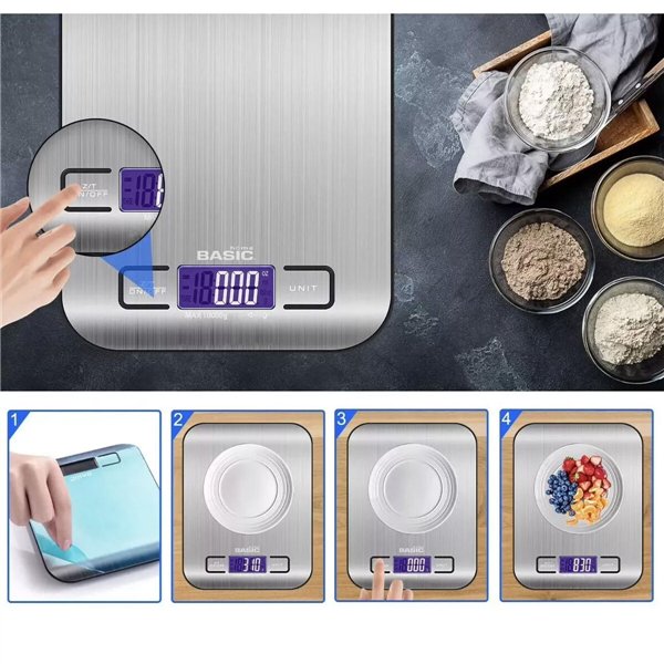 Digital Kitchen Scale Basic Home Silver 10 kg (12 Units)