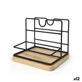 Organiser My Bar Brown Black Wood Metal 15 x 13 x 14 cm (12 Units)