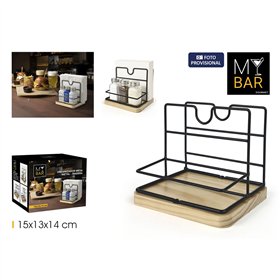 Organiser My Bar Brown Black Wood Metal 15 x 13 x 14 cm (12 Units)
