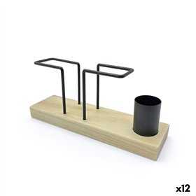 Napkin holder My Bar Brown Black Wood Iron 20 x 5,5 x 8 cm (12 Units)