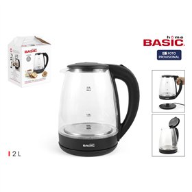 Kettle Basic Home Black Transparent Glass 1500 W 2 L (6 Units)
