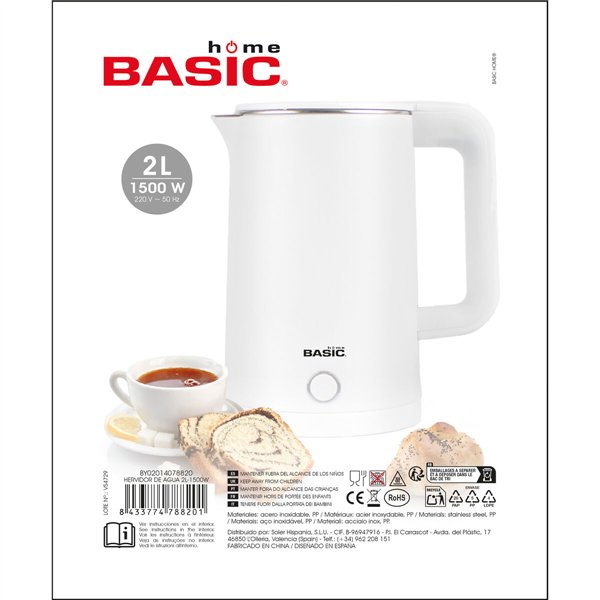 Kettle Basic Home White 1500 W 2 L (6 Units)