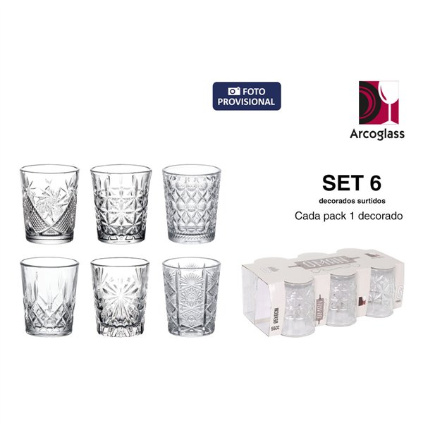 Set of Shot Glasses La Mediterránea Oman Transparent Glass 6 Pieces (18 Units)