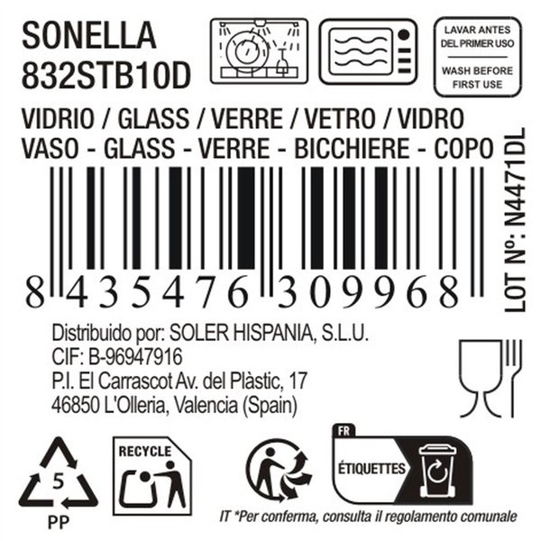 Glass La Mediterránea Sonella Blue Glass 430 ml (36 Units)