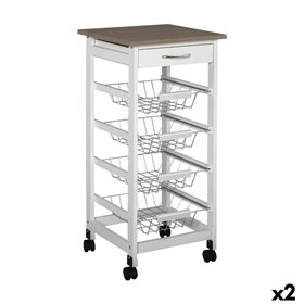 Vegetable trolley MobleKit White Brown Wood Metal 37 x 37 x 82 cm (2 Units)