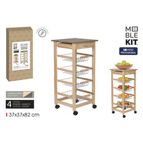 Vegetable trolley MobleKit Brown Grey Wood Metal 37 x 37 x 82 cm (2 Units)