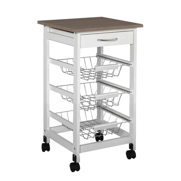 Vegetable trolley MobleKit White Brown Wood Metal 37 x 37 x 76 cm (2 Units)