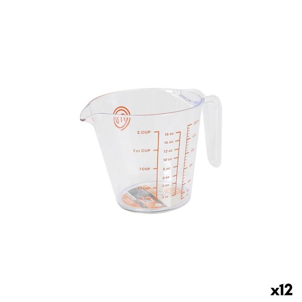 Measuring Jug MasterChef Plastic 500 ml Transparent (12 Units)