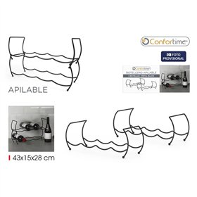 Bottle rack Confortime Black 43 x 15 x 28 cm (8 Units)