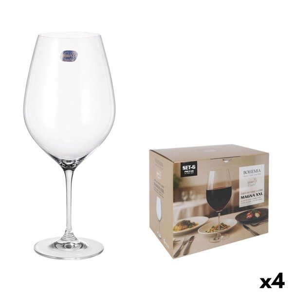 Set of cups Bohemia Crystal Magna xxl Transparent Glass 1 L 6 Pieces (4 Units)